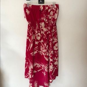 Angie Strapless faux wrap floral dress. Med.